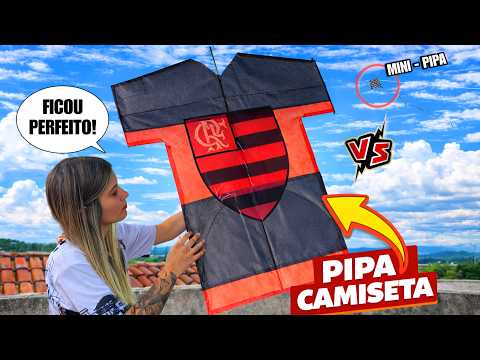 Fiz uma Pipa Camiseta do Flamengo pra Soltar do Alto da Laje e a Nossa Mini-Pipa Virou Saudade! AFEE