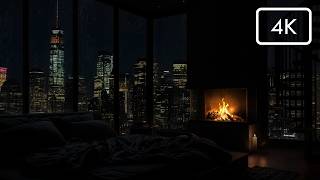 NO ADS 🌧️ Rainy Night in the NYC Penthouse☔Window View & Relaxing Rain