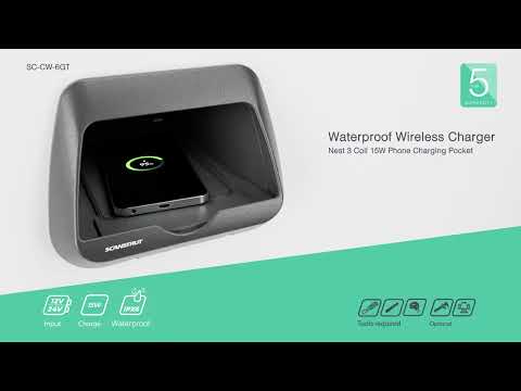 Scanstrut Waterproof Wireless Charger - Nest 3 Coil 15W phone charging pocket 12/24V