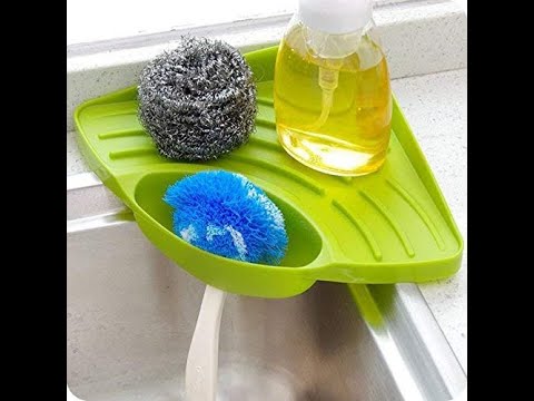 Multipurpose Plastic Kitchen Sink Organizer Corner Tray (Large, Green)