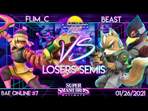 Baecation Online #7 - SSBU Singles - Flim_C (Min-Min) vs NPT Beast (Falco, Fox) - Losers Semis