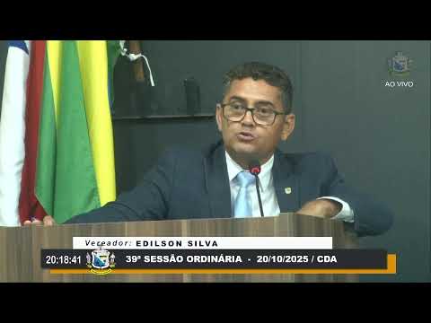 39ª Sessão Ordinária ao vivo em 20/10/2025, Câmara Mul. de Vereadores de Conceição do Araguaia-PA.