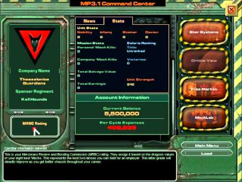 Mechwarrior 4: Mercs Part 1- Getting Started (Part 1/2)