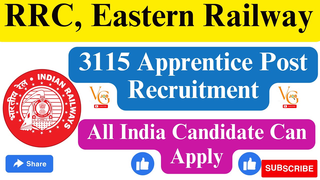 RRC EASTERN RAILWAY ACT APPRENTICE RECRUITMENT 2023 || APPLY ONLINE FOR 3115 POSTS || VACANCYGATE ||