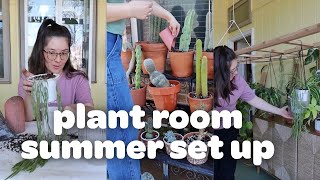 PLANT CHORES 🌵💦🧹 | moving cacti outside, plant room cleanup, repotting, & watering the moss!