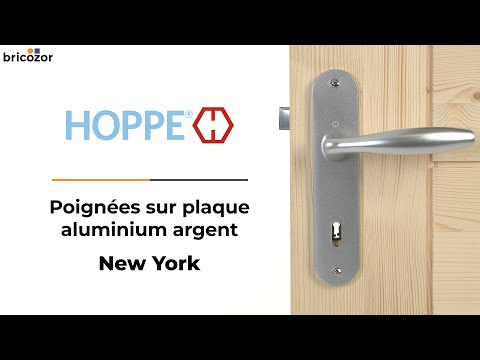 Poignées de porte sur plaques - EA 165 mm - alu argent - New York HOPPE