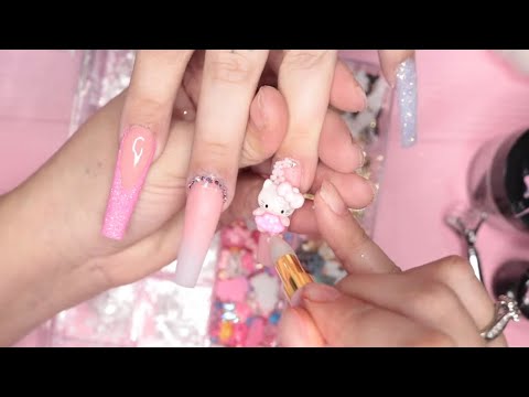 Diseño Hello Kitty en Tonos Rosas 😍Uñas Extra Largas 😍