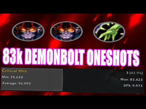 83k Demonbolt Oneshot - Double Demonology + Resto Shaman Blasting 3v3 2k+ MMR Season 4