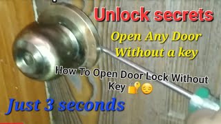 Unlock Secrets: Open Any Door Without a Key!  How To Open Door Lock Without Key 🔐😔