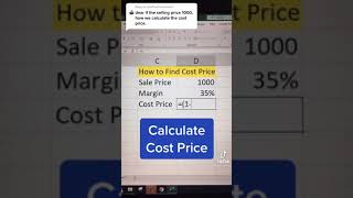 How to find cost price in excel