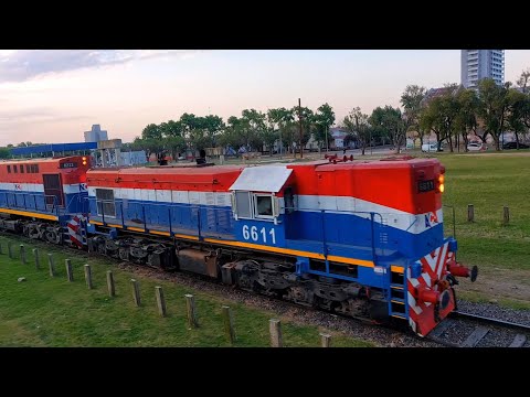 [4K] Tren cargado de NCA con destino a Rosario pasando por Marcos Juárez al atardecer!!!!!!