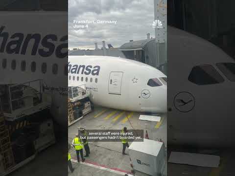 Lufthansa plane collapses at German airport gate