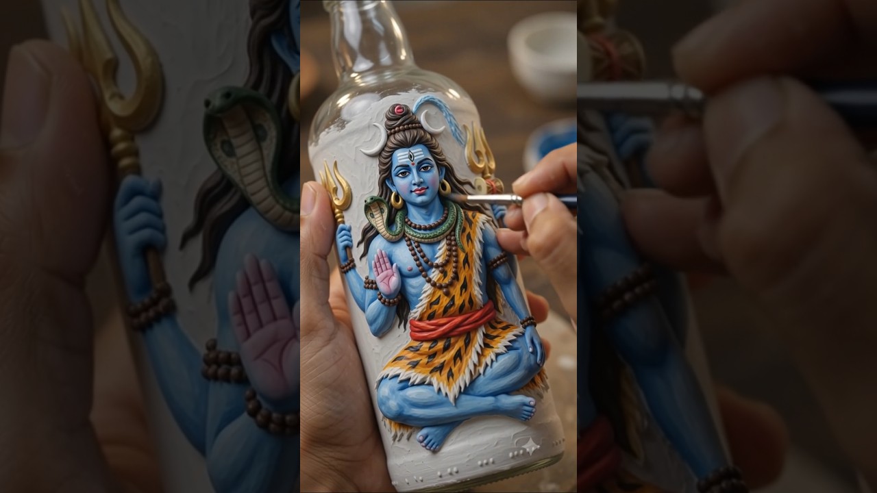 कांच की बोतल पर बना भगवान शिव का अद्भुत रूप 🔱✨ | Amazing Bottle Art #song