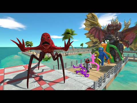 Titanus Red vs Rainbow Friends OASIS DEATH RUN - Animal Revolt Battle Simulator