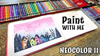 Watercolor Painting with Neocolor II Crayons 🌸 Step by Step Watercolor Tutorial for Beginners