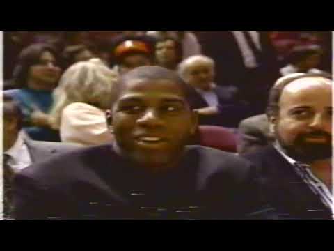 DECEMBER 11 1991 Seattle SUPERSONICS AT NY KNICKS Magic Johnson working out shooting with Pat Riley