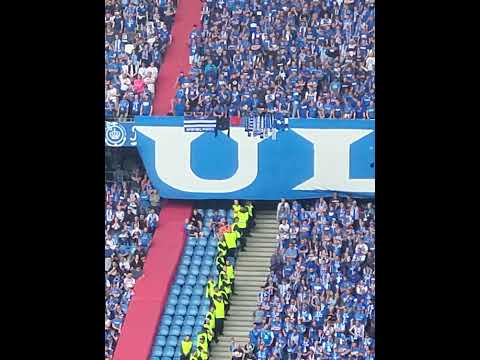 Hansa Rostock Fans präsentieren gezogenes Material vom HSV