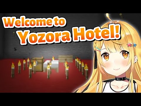 VRoom / Hololive Clips - Mel completed Yozora Hotel that makes you feel a little scared【Minecraft/Hololive Clip/EngSub】