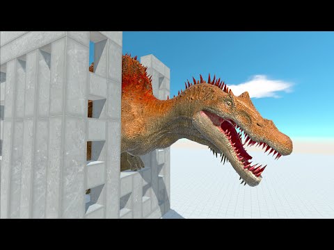 FEEDING THE GIANT SPINOSAURUS IN CAGE - Animal Revolt Battle Simulator