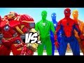 HULKBUSTER VS SPIDERMAN, GREEN SPIDERMAN, BLUE SPIDERMAN, ORANGE SPIDERMAN - IRON MAN VS SPIDERMAN