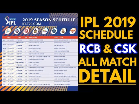 IPL 2019 Schedule : RCB and CSK All Matches Full Detail ||