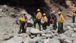 preview picture of video 'Big Horn fire crew rebuild trail to Big Falls, Forest Falls 7 Aug 2014'