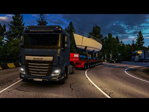 DAF XF106: Delivering a Yacht from Brasov🇷🇴 - Iasi🇷🇴| Realistic Night Drive on Narrow Winding Roads