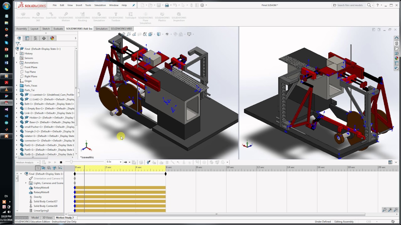 Design and simulation of a packing system using SolidWorks