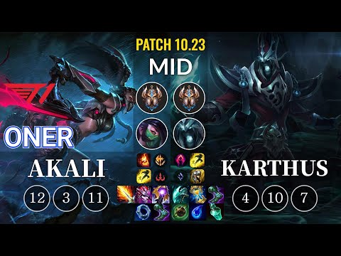 T1 Oner Akali vs Karthus Mid - KR Patch 10.23