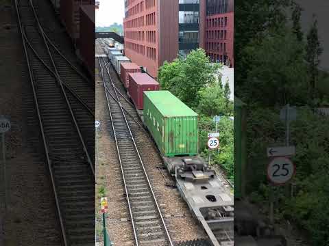 Freightliner Class 66 66543 passes Lincoln Central with a northbound container train 06/06/2022