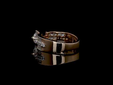 18K Rose Gold Diamond Studded Designer Band Ring for Women
