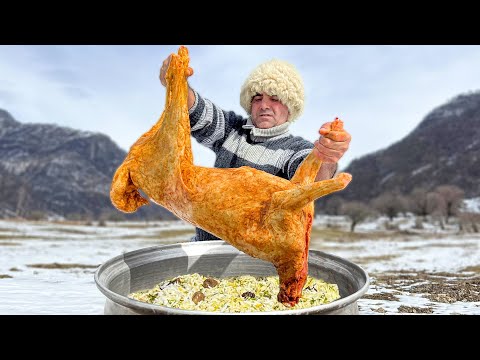 Wonderful Azerbaijani Pilaf Inside a Big Lamb! Classic Azerbaijani Cuisine in a Faraway Village!