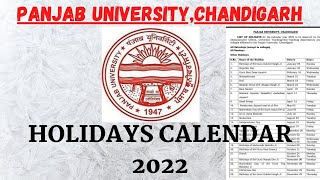 Panjab university holidays calendar 2022 for colleges #hcp_adda #pu_chd_holidays_2022