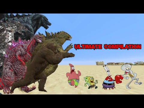 Squidward runs away from Godzilla Ultimate Compilation