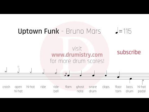 download lagu mp3 mp4 Uptown Funk Drum Notes, download lagu Uptown Funk Drum Notes gratis, unduh video klip Uptown Funk Drum Notes