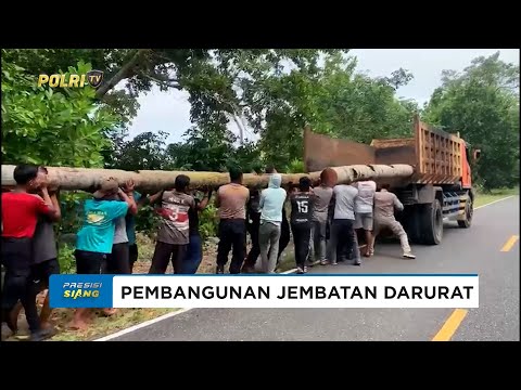 PERSONEL POLRES SULA BANGUN JEMBATAN DARURAT SECARA GOTONG ROYONG