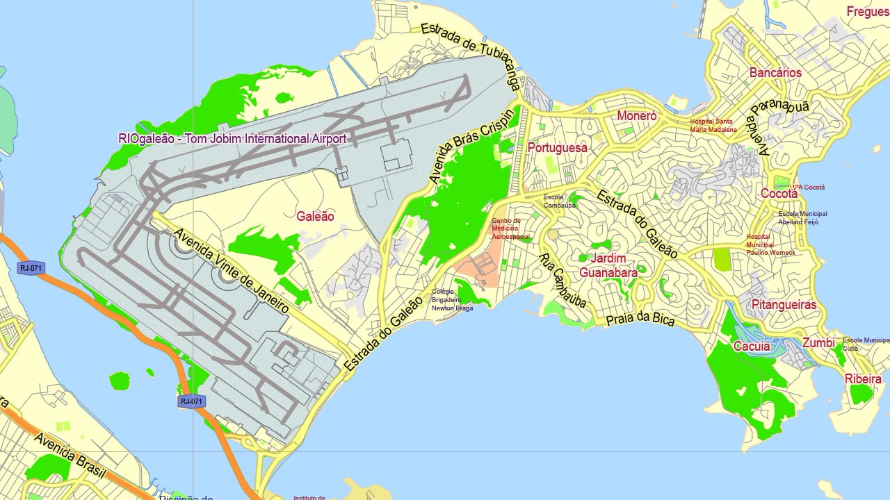 Rio de Janeiro Brazil editable layered PDF Vector Map