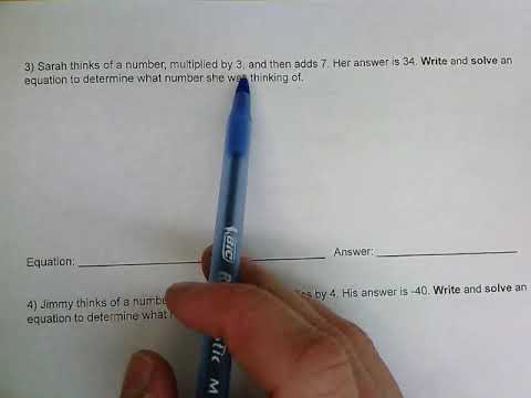 Writing Equations from Word Problems