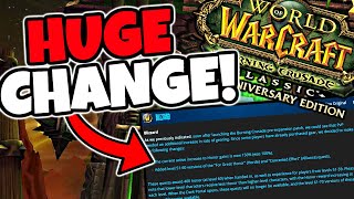 Another AMAZING CHANGE in The TBC Prepatch! Blizzard is Listening!