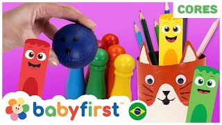 Vídeo educativo para crianças | Aprendendo Cores com Brincadeiras! | Jogo De Boliche + | BabyFirst