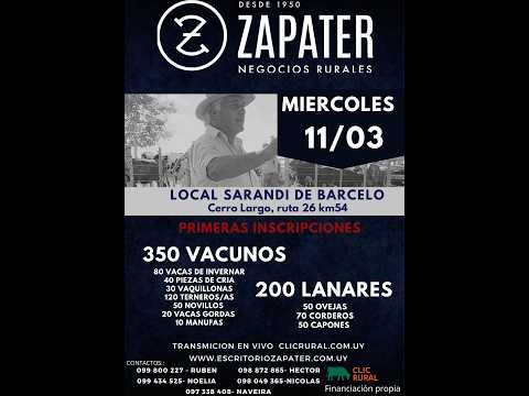 11/3/2026 Feria Mensual - Local Sarandi de Barceló -  Escritorio Zapater | Clic Rural