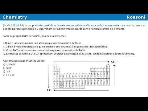 Acafe 2022-2 Q38 Medicina - Propriedades periódicas