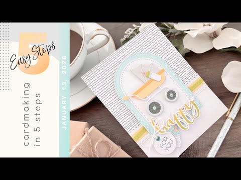 5-Step Handmade Baby Card | Spellbinders Simple Stories Say Cheese Classic Pooh Tutorial