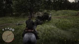 My first attempt to jump onto a wagon in RDR2 doesn