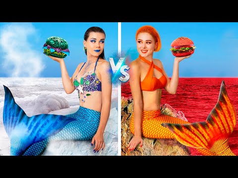 Hot vs Cold Challenge / Mermaid on Fire vs Icy Mermaid Video
