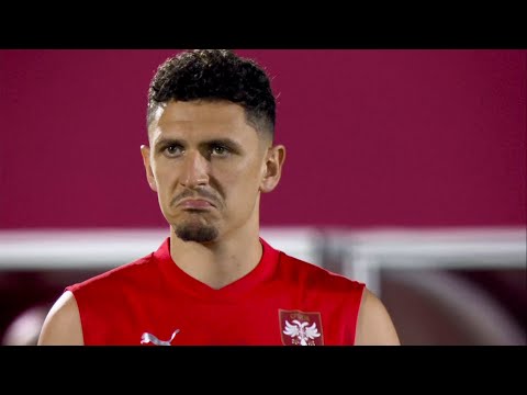 Serbia train a day before facing Switzerland in their final Group G game