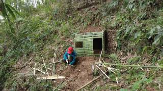 survival in the forest and making a shelter underground alone