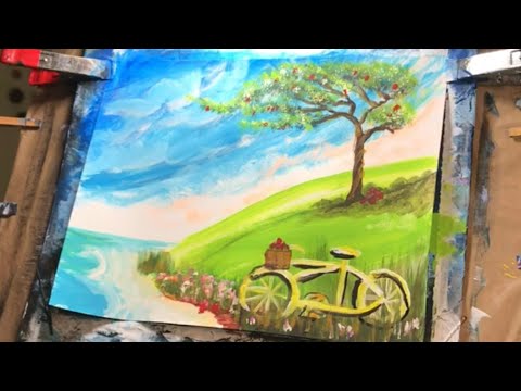 How to paint an apple tree by Joni Young Art easy Acrylic painting tutorial follow along video