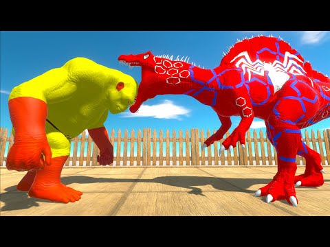 SAITAMA GORO vs SPIDERMAN SPINOSAURUS DEATH RUN - Animal Revolt Battle Simulator