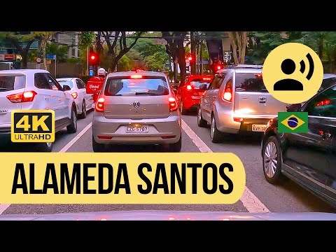 Dirigindo pela Alameda Santos, nos Jardins em São Paulo (com narração) SP #130 ⁴ᵏ⁶⁰
